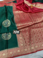 Premium Mashru Crepe Silk Banarasi Saree - All Over Lotus Motifs