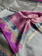 Pure Mango Katan Silk Handloom Banarasi Saree - All Over Kadhua Motifs