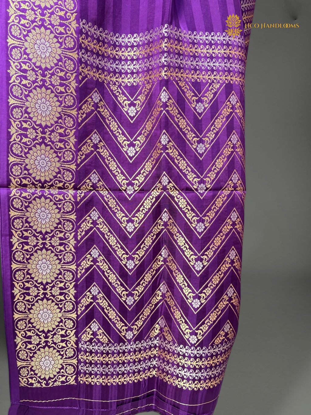 Premium Mashru Crepe Satin Banarasi Saree - All Over Simple Stripes