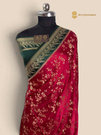 Premium Mashru Crepe Silk Banarasi Saree - All Over Jangla