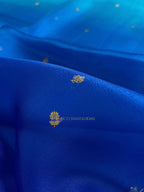Light Blue Contrast Pure Kora Silk Handloom Banarasi Saree - All Over Kadhua Motifs