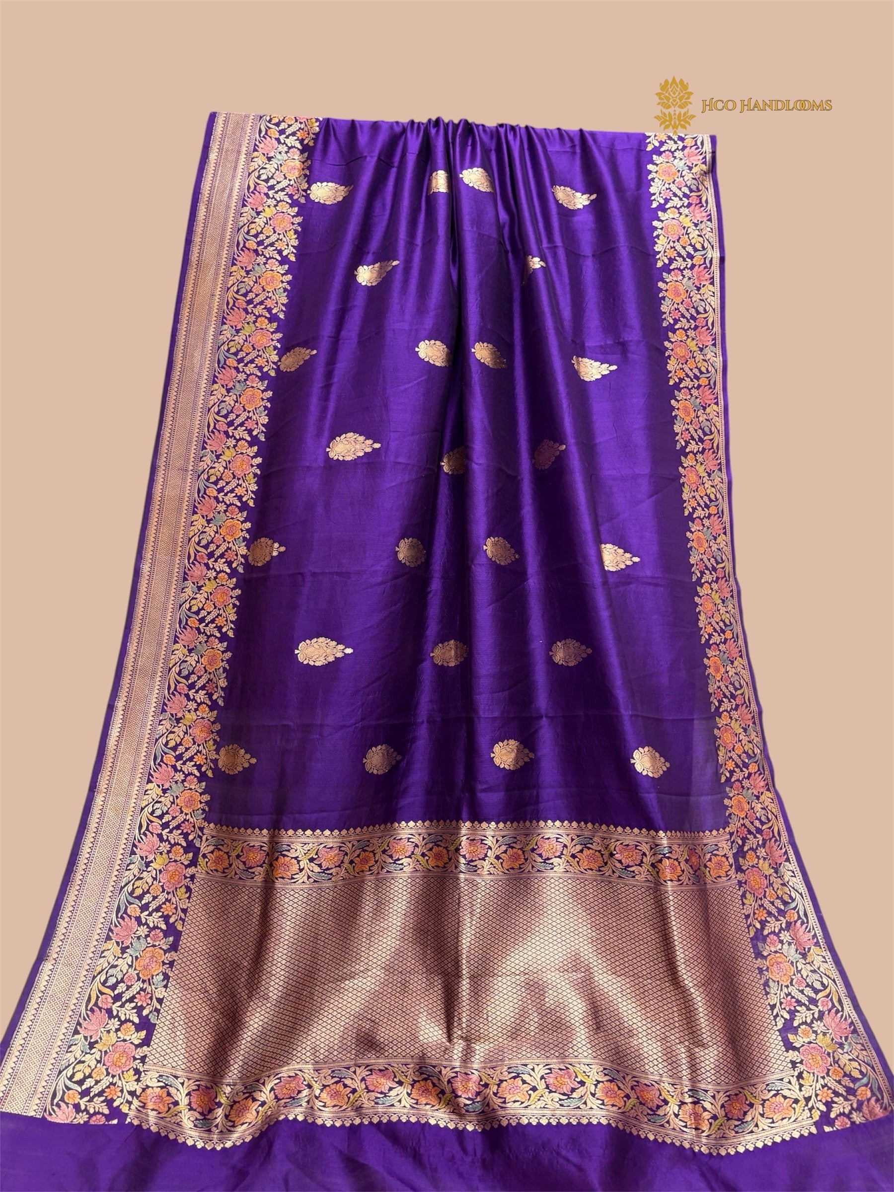 Pure Mango Katan Silk Handloom Banarasi Saree - All Over Kadhua Motifs