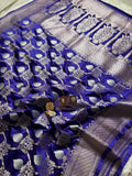 Premium Mashru Katan Silk Floral Jangla Banarasi Saree