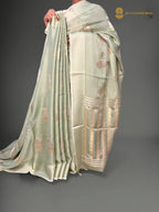 Premium Mashru Crepe Satin Silk Banarasi Saree - All Over Paisley Motifs