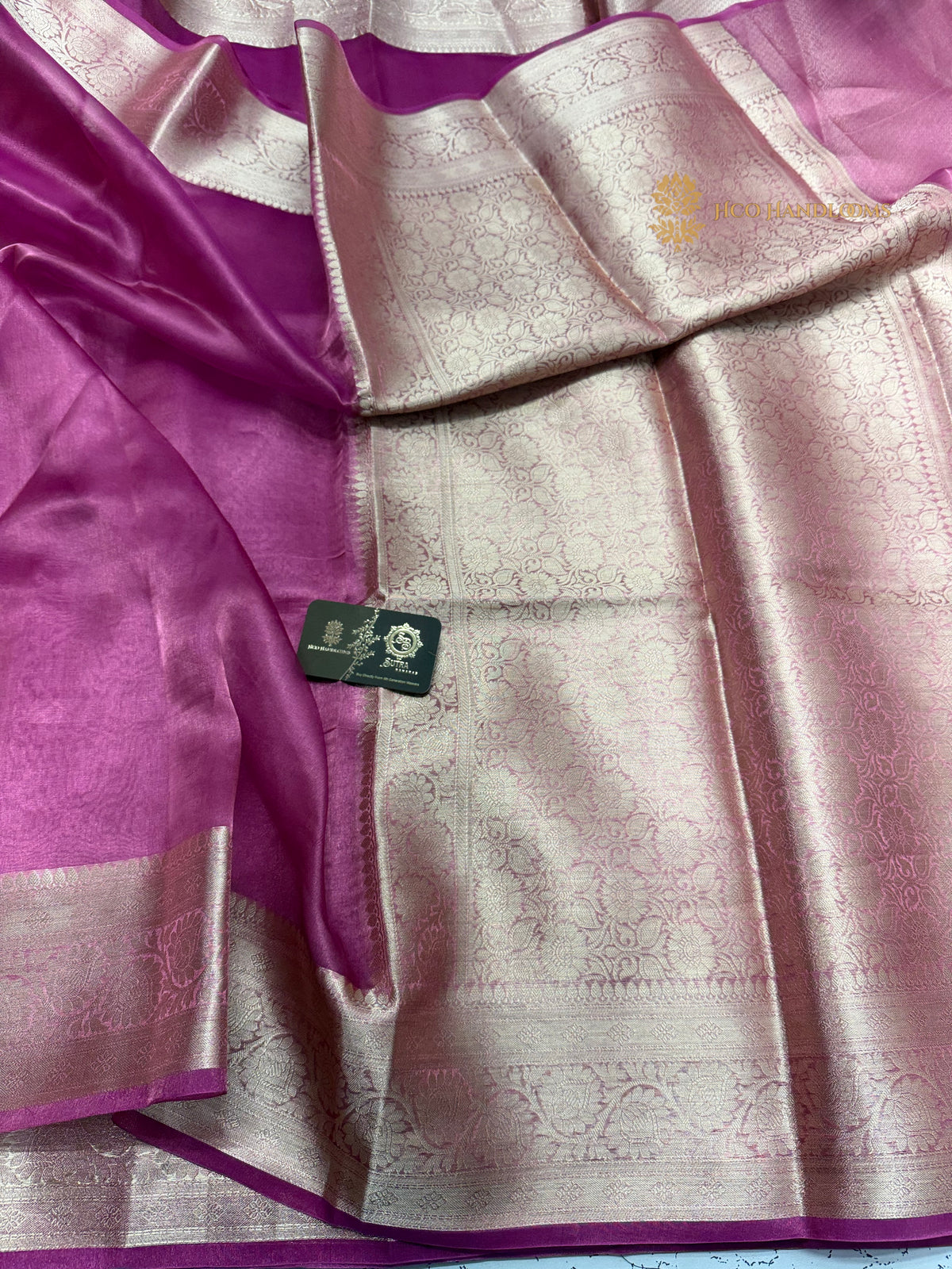 Pure Kora Tissue Silk Handloom Banarasi Saree - Plain