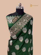 Regal Green Premium Mashru Katan Silk Banarasi Saree - All Over Motifs