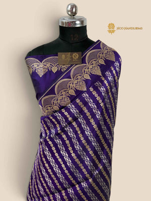 Pure Katan Silk Handloom Banarasi Saree - All Over Kadhua Jangla Work