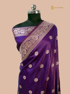 Purple Premium Mashru Katan Silk Banarasi Saree - All Over Chand Tara Design