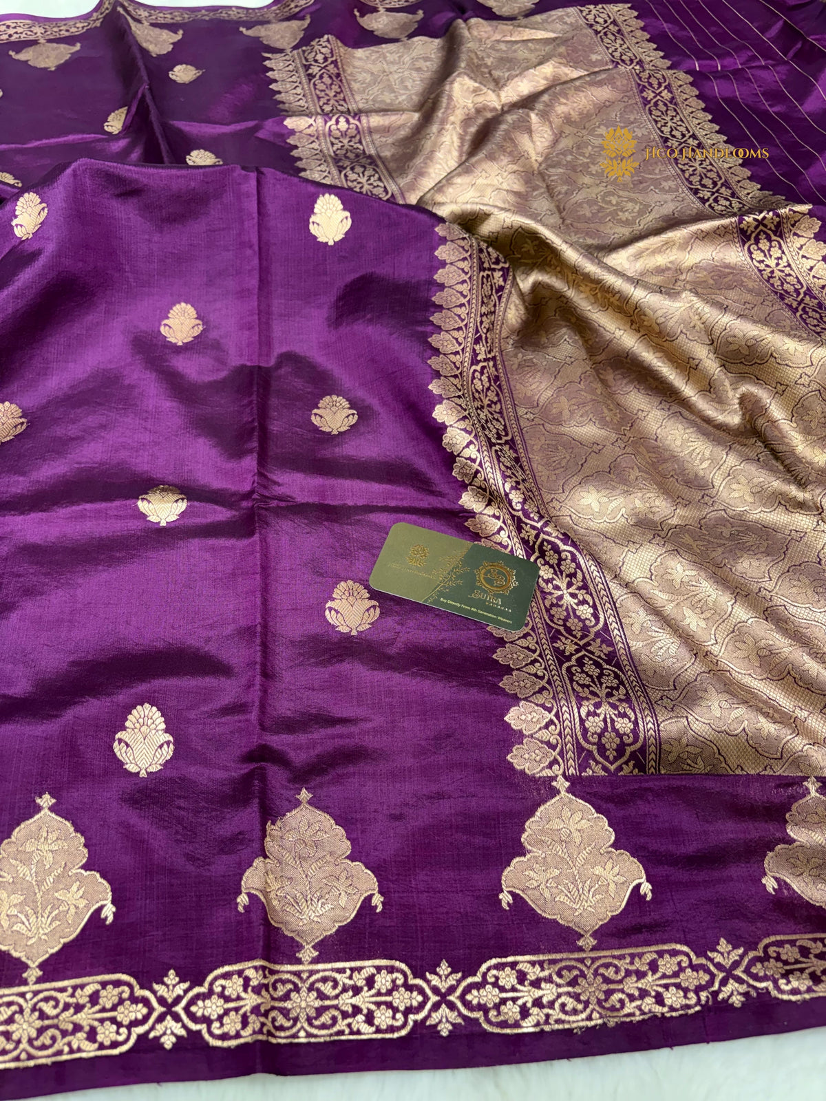 Purple Pure Raw Mango Katan Silk Handloom Banarasi Saree - Kadhua Motifs