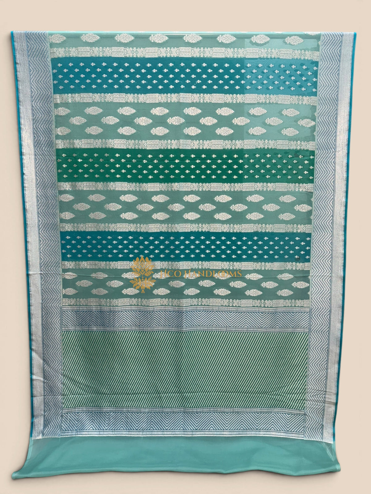 Rangkat Pure Khaddi Georgette Handloom Banarasi Saree - Water Zari