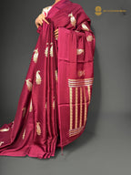 Premium Mashru Crepe Satin Silk Banarasi Saree - All Over Paisley Motifs