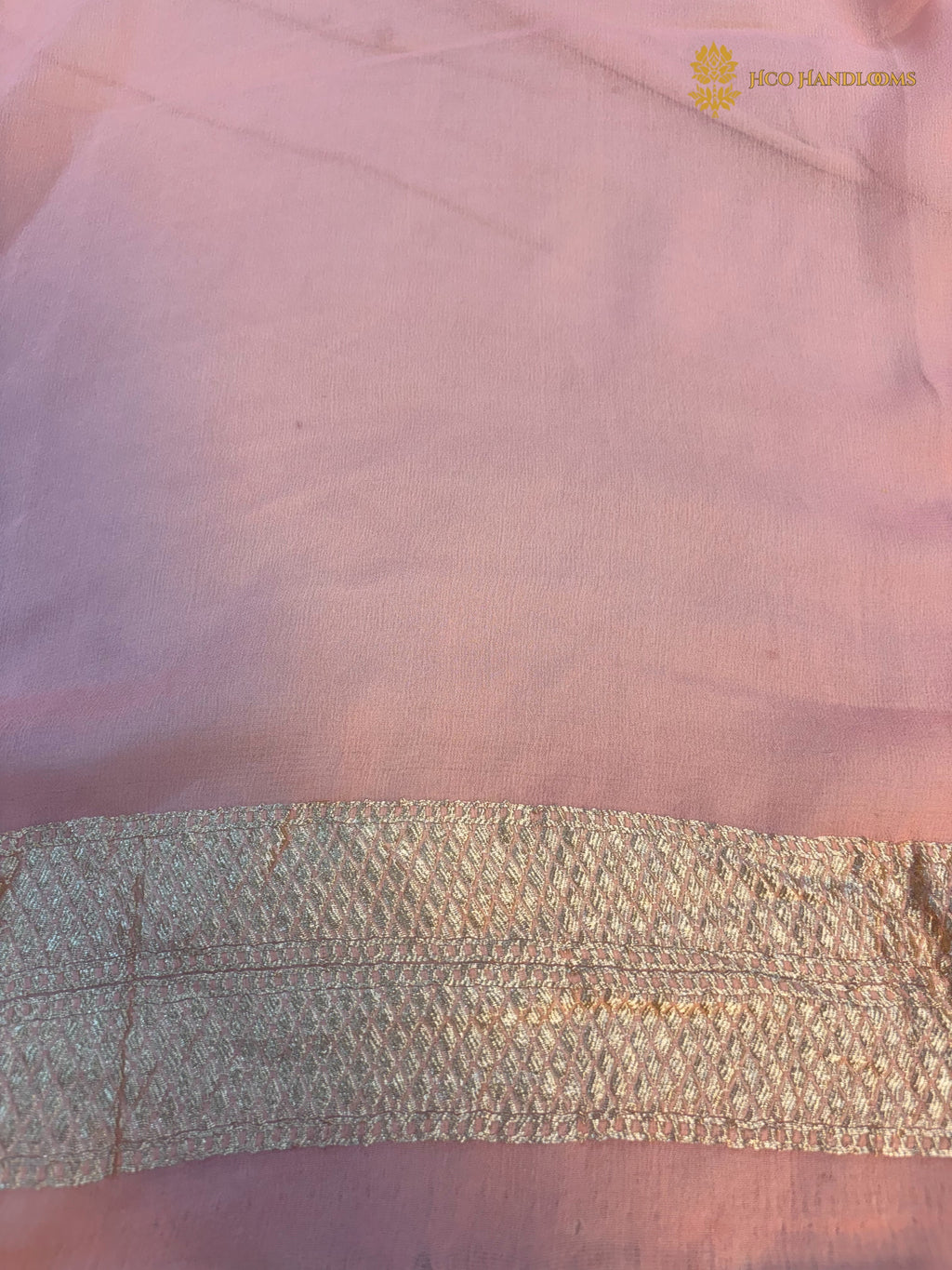 Pure Khaddi Georgette Silk Handloom Banarasi Saree - All Over Zig-Zag Rangkat