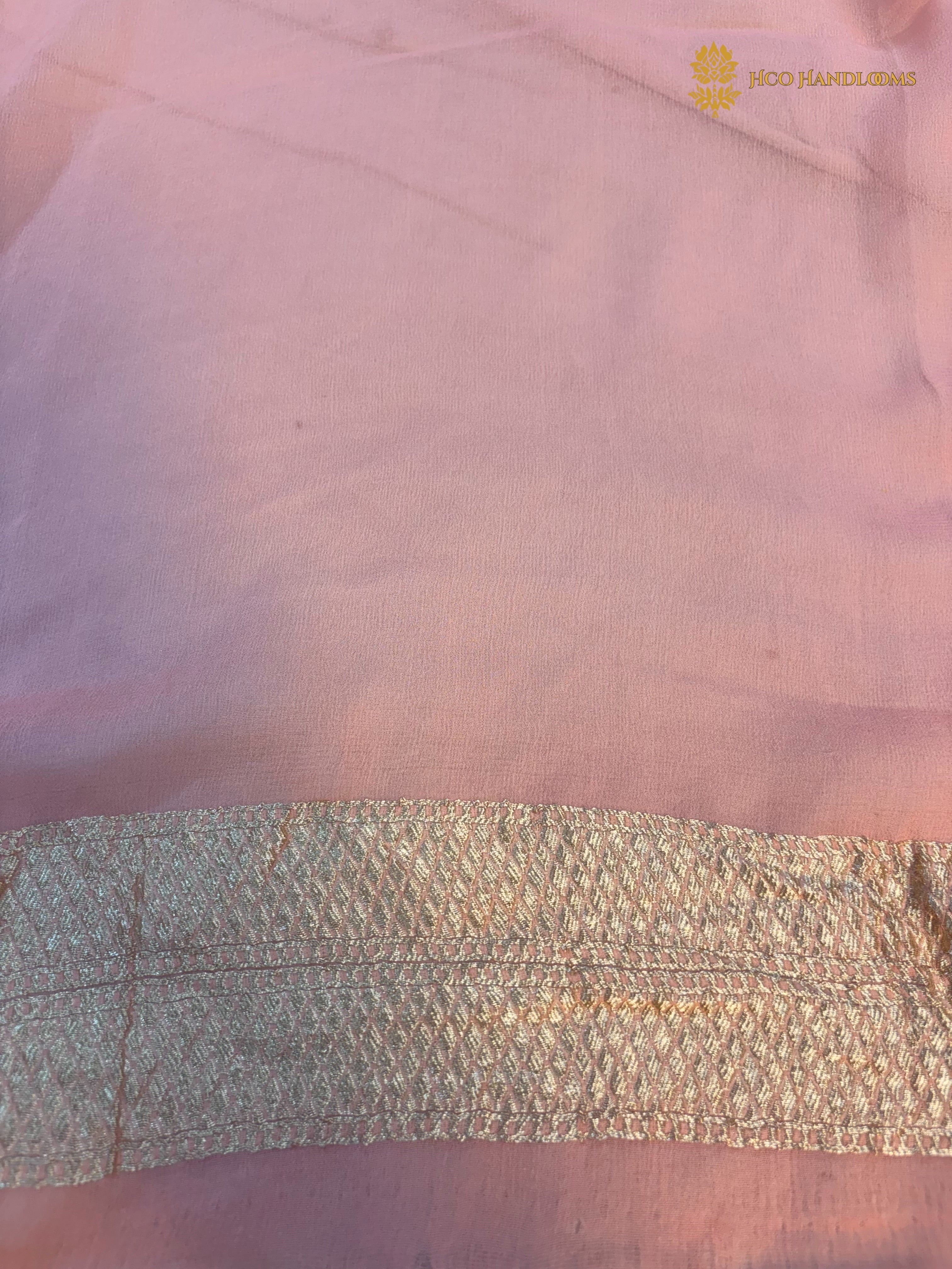 Pure Khaddi Georgette Silk Handloom Banarasi Saree - All Over Zig-Zag Rangkat