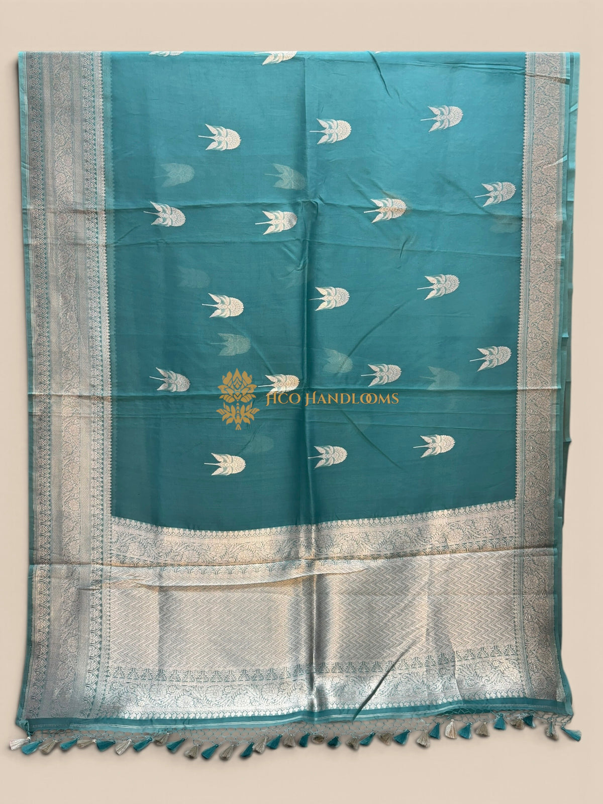 Pure Kora Silk Handloom Banarasi Saree - All Over Kadhua Motifs
