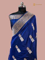 Regal Blue Pure Katan Silk Handloom Banarasi saree - All Over Kadhua Paisley Motifs