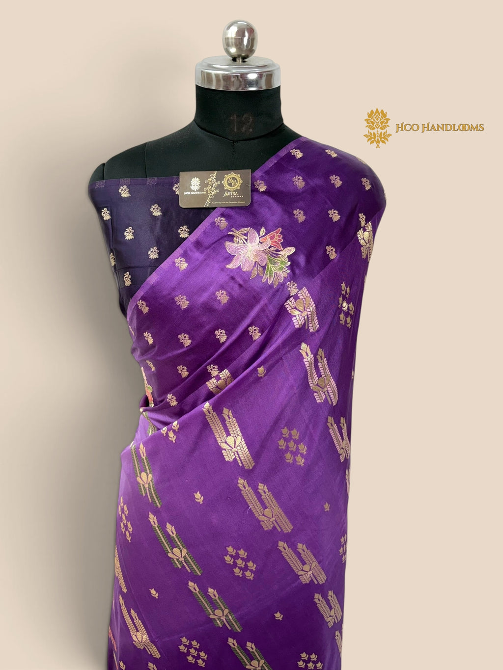 Purple Gradient Premium Soft Silk Banarasi Saree - All Over Meenakari Motifs