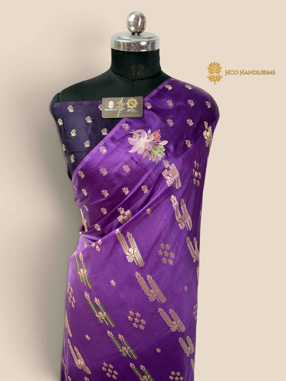 Purple Gradient Premium Soft Silk Banarasi Saree - All Over Meenakari Motifs