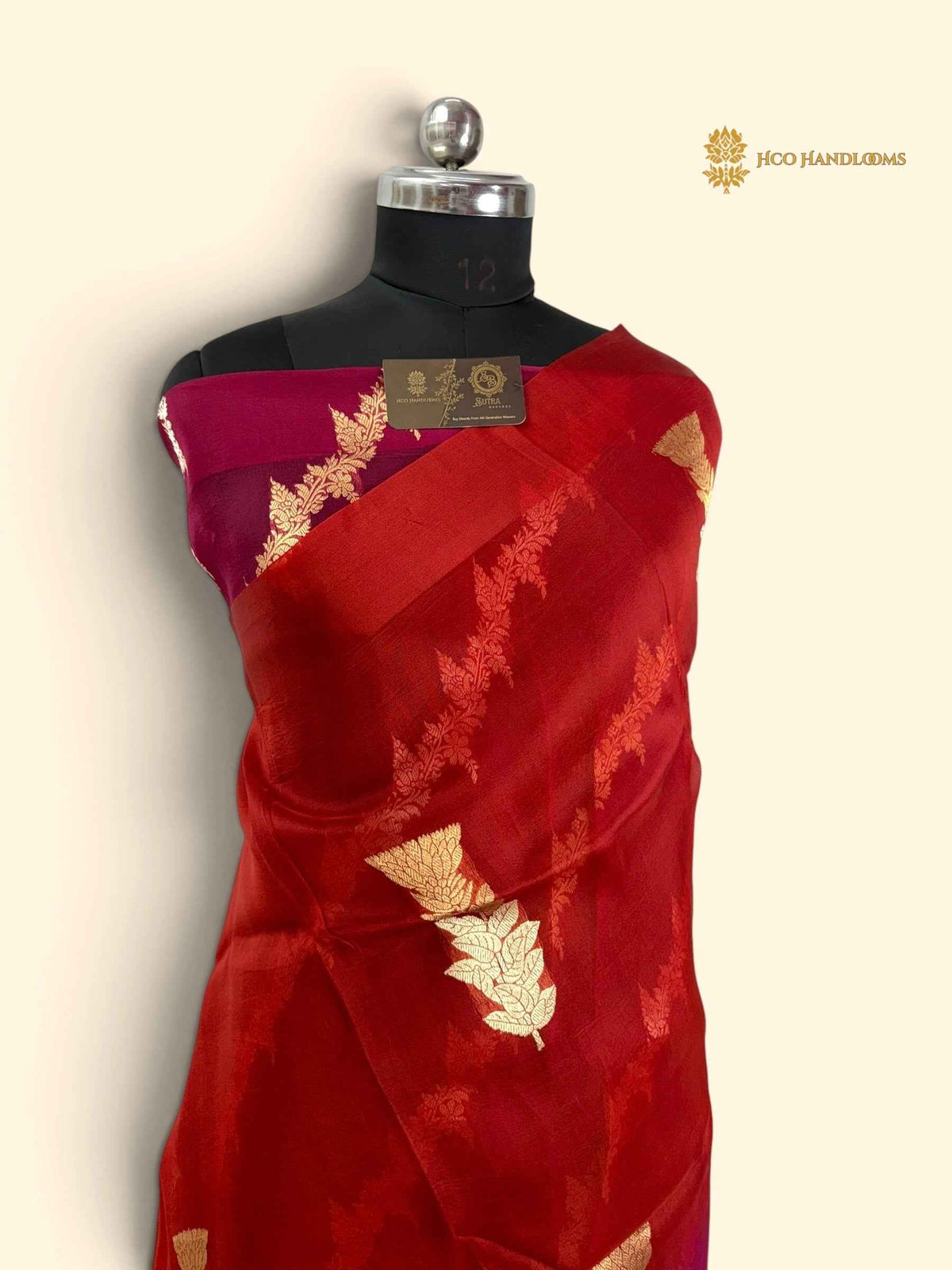 Wine & Red Pure Kora Silk Handloom Banarasi Saree - All Over Kadhua Buta