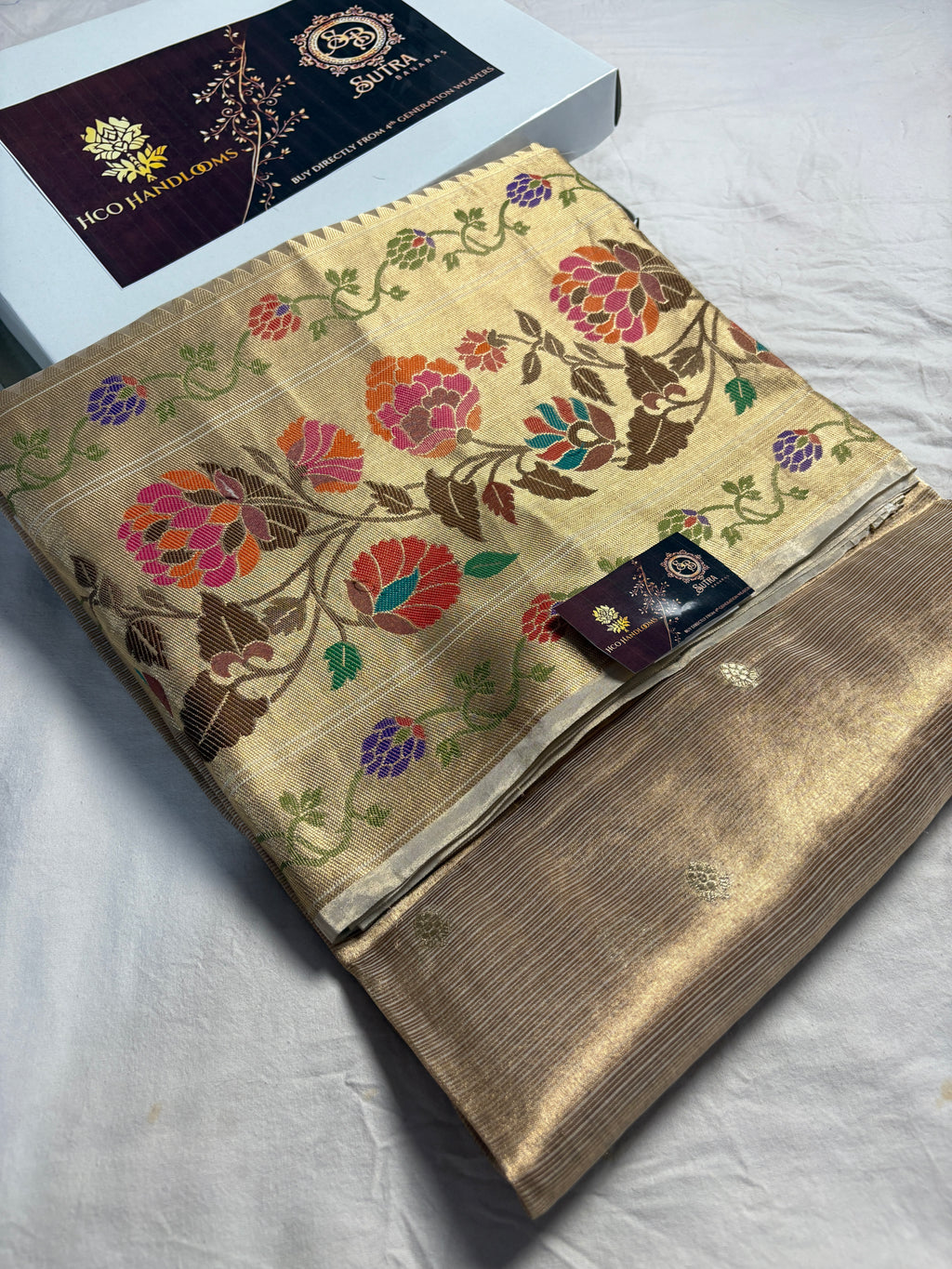 Pure Tissue Silk Handloom Meenakari Banarasi Saree