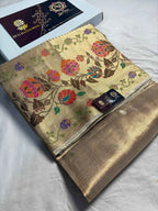 Pure Tissue Silk Handloom Meenakari Banarasi Saree