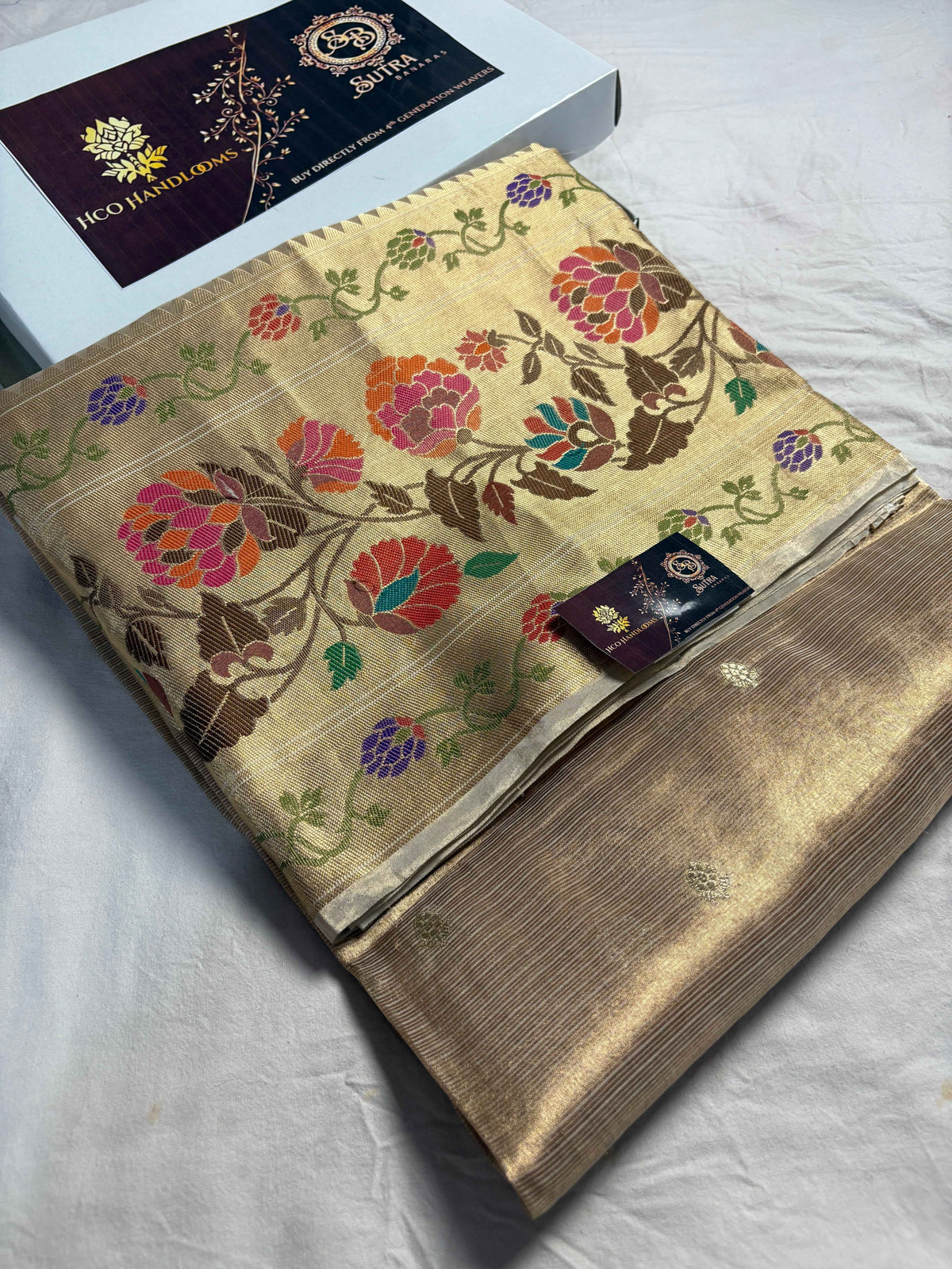 Pure Tissue Silk Handloom Meenakari Banarasi Saree