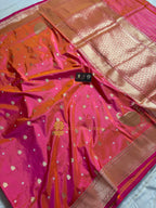 Pure Katan Silk Handloom Banarasi Saree - All Over Kadhua Motifs With Konya