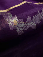 Pure Kora Silk Handloom Banarasi Saree - All-Over Kadhua Lahariya