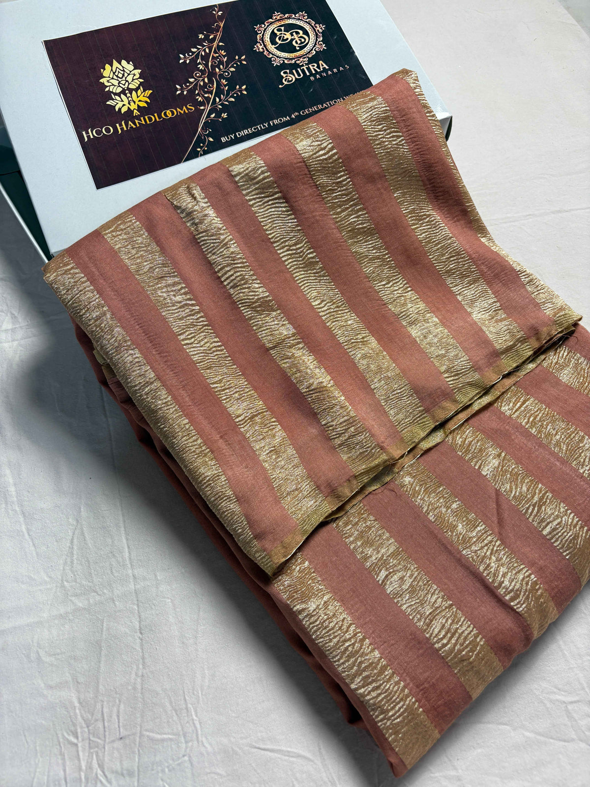 Pure Moonga Crush Tissue Silk Handloom Banarasi Saree