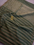 Pure Moonga Crush Tissue Silk Handloom Banarasi Saree