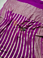 Magenta Pure Khaddi Georgette Silk Handloom Banarasi Saree - Water Zari