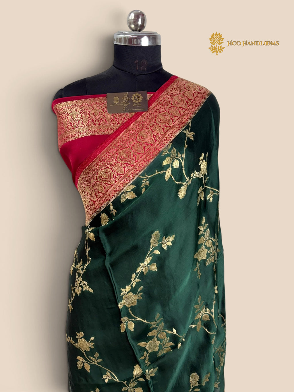 Premium Mashru Crepe Silk Banarasi Saree - All Over Jaal
