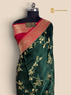 Premium Mashru Crepe Silk Banarasi Saree - All Over Jaal