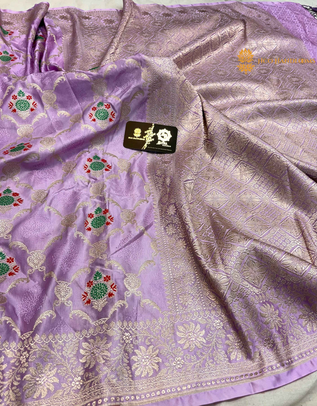 Light Lavender Premium Mashru Katan Silk Banarasi Saree - All Over Meenakari Jaal