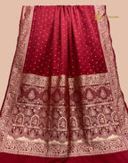 Regal Red Premium Mashru Katan Silk Banarasi Saree - All Over Floral Motifs
