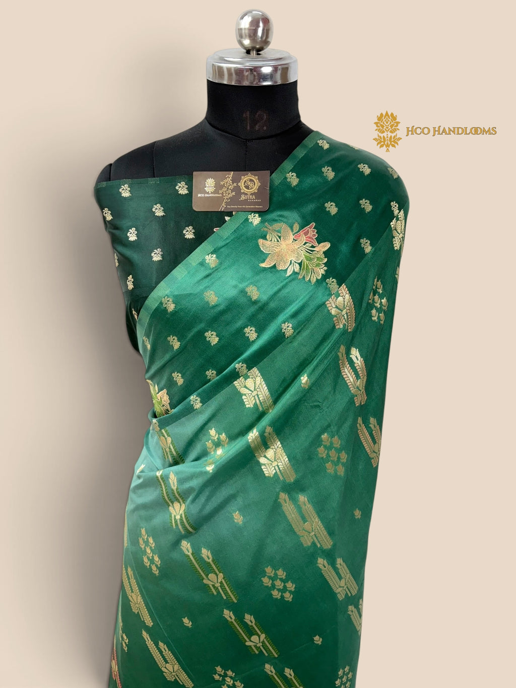 Green Gradient Premium Soft Silk Banarasi Saree - All Over Meenakari Motifs