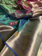 Pure Tissue Silk Plain Multicolour Handloom Banarasi Saree