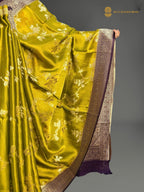 Premium Mashru Crepe Silk Banarasi Saree - All Over Jangla