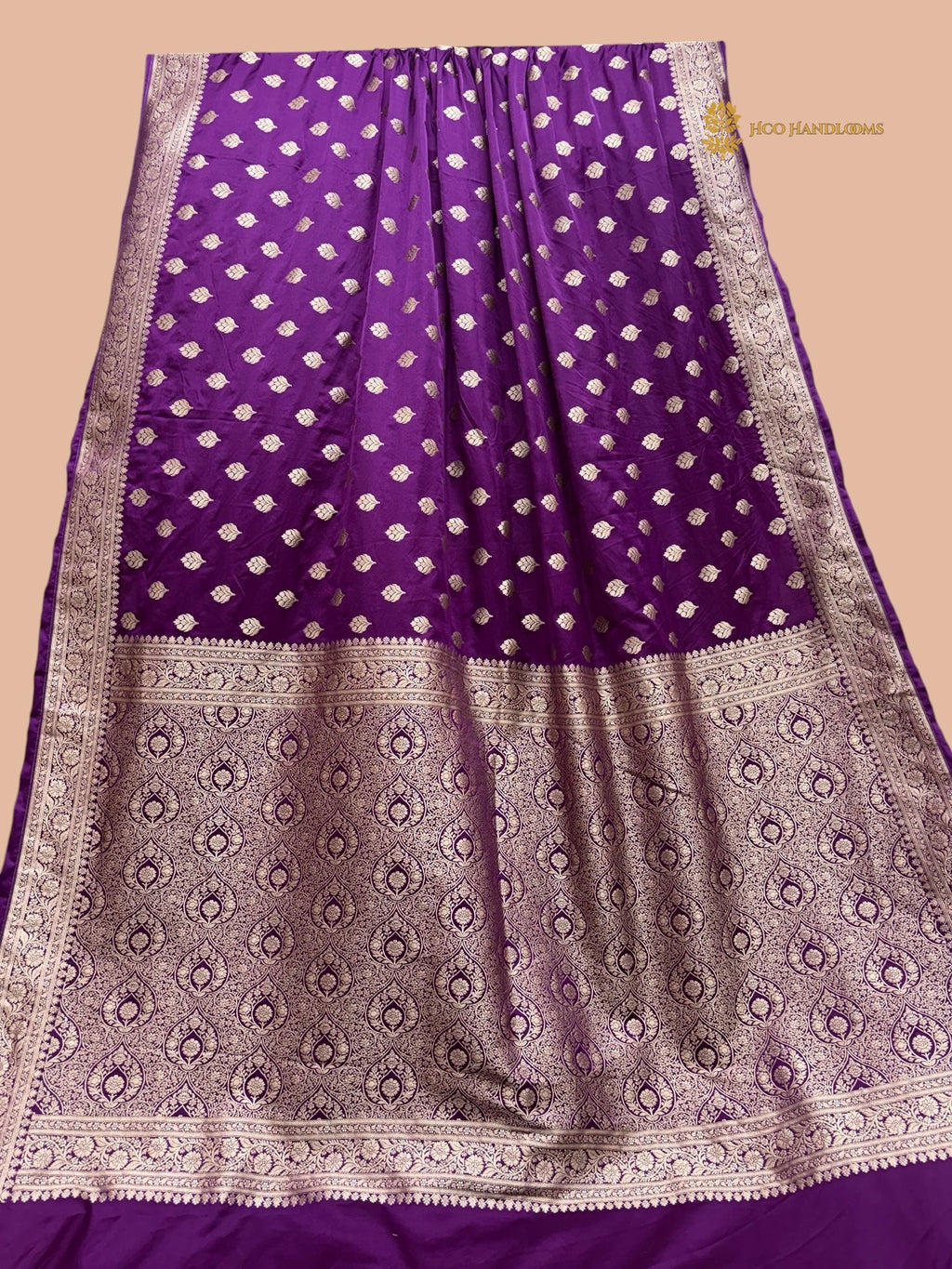 Regal Purple Premium Mashru Katan Silk Banarasi Saree - All Over Floral Motifs