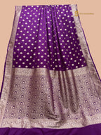 Regal Purple Premium Mashru Katan Silk Banarasi Saree - All Over Floral Motifs