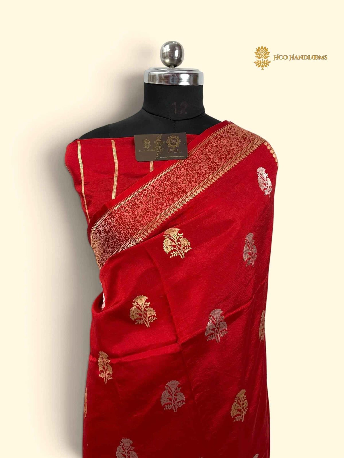 Red Pure Mango Katan Silk Handloom Banarasi Saree - All Over Motifs