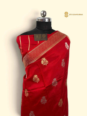 Red Pure Mango Katan Silk Handloom Banarasi Saree - All Over Motifs