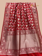 Red Rangkat Mashru Katan Silk Banarasi Saree - All Over Meenakari Jangla