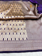 Royal Blue Pure Katan Silk Handloom Banarasi Saree - All Over Geometric Tanchui