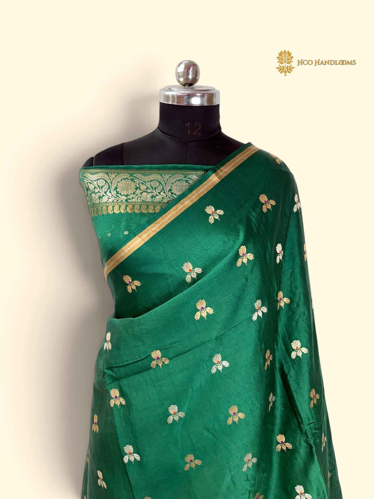 Green Pure Mashru Katan Silk Handloom Bnarasi Saree - All Over Meenakari Motifs