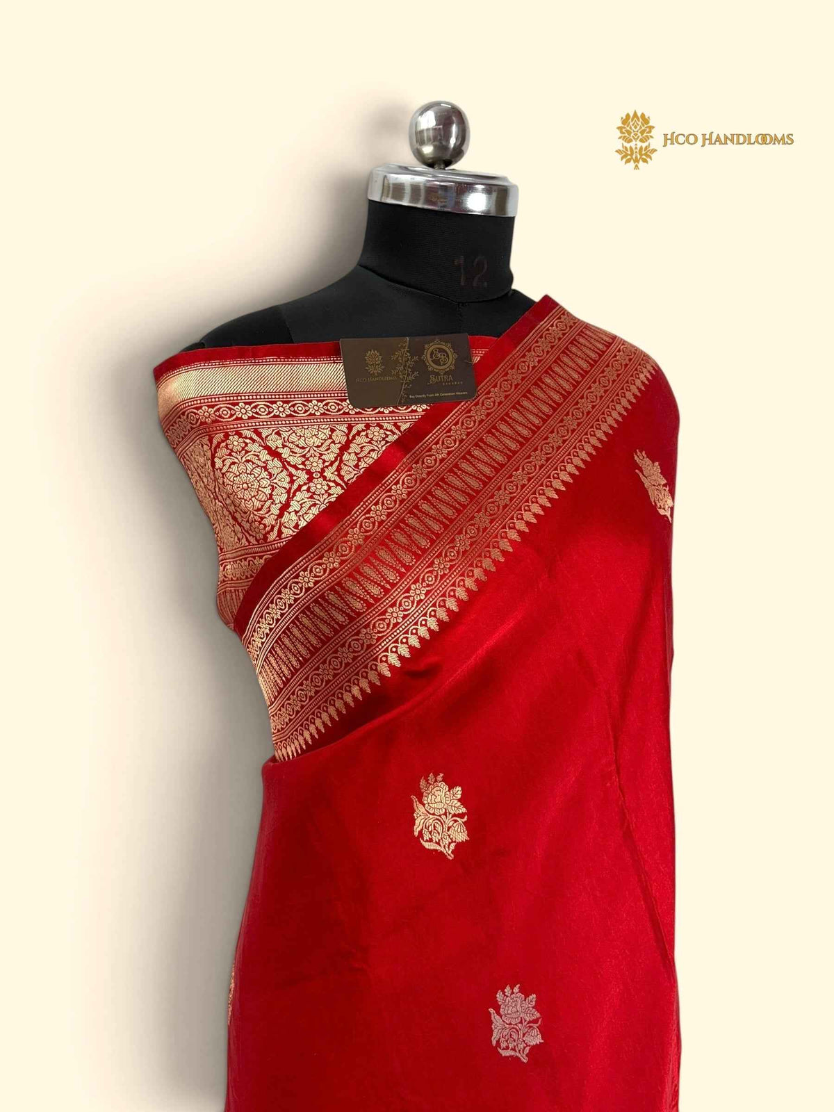 Red Pure Mango Katan Silk Handloom Banarasi Saree - All Over Motifs