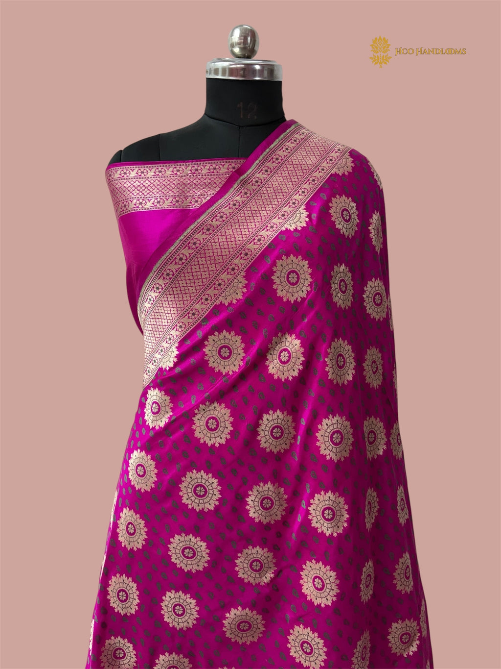 Rani Pink Pure Katan Silk Handloom Banarasi Saree - All Over Meenakari Motifs