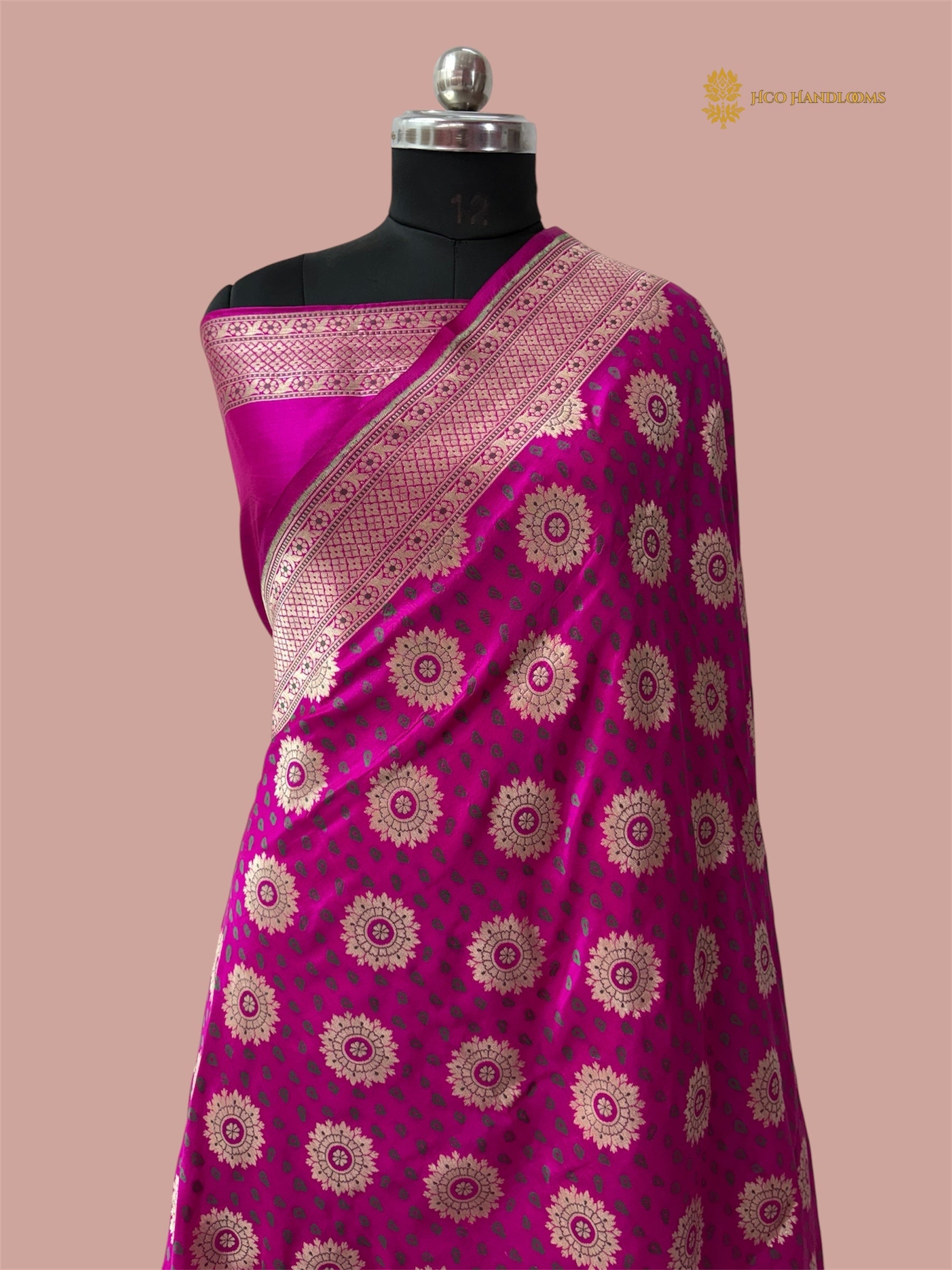 Rani Pink Pure Katan Silk Handloom Banarasi Saree - All Over Meenakari Motifs
