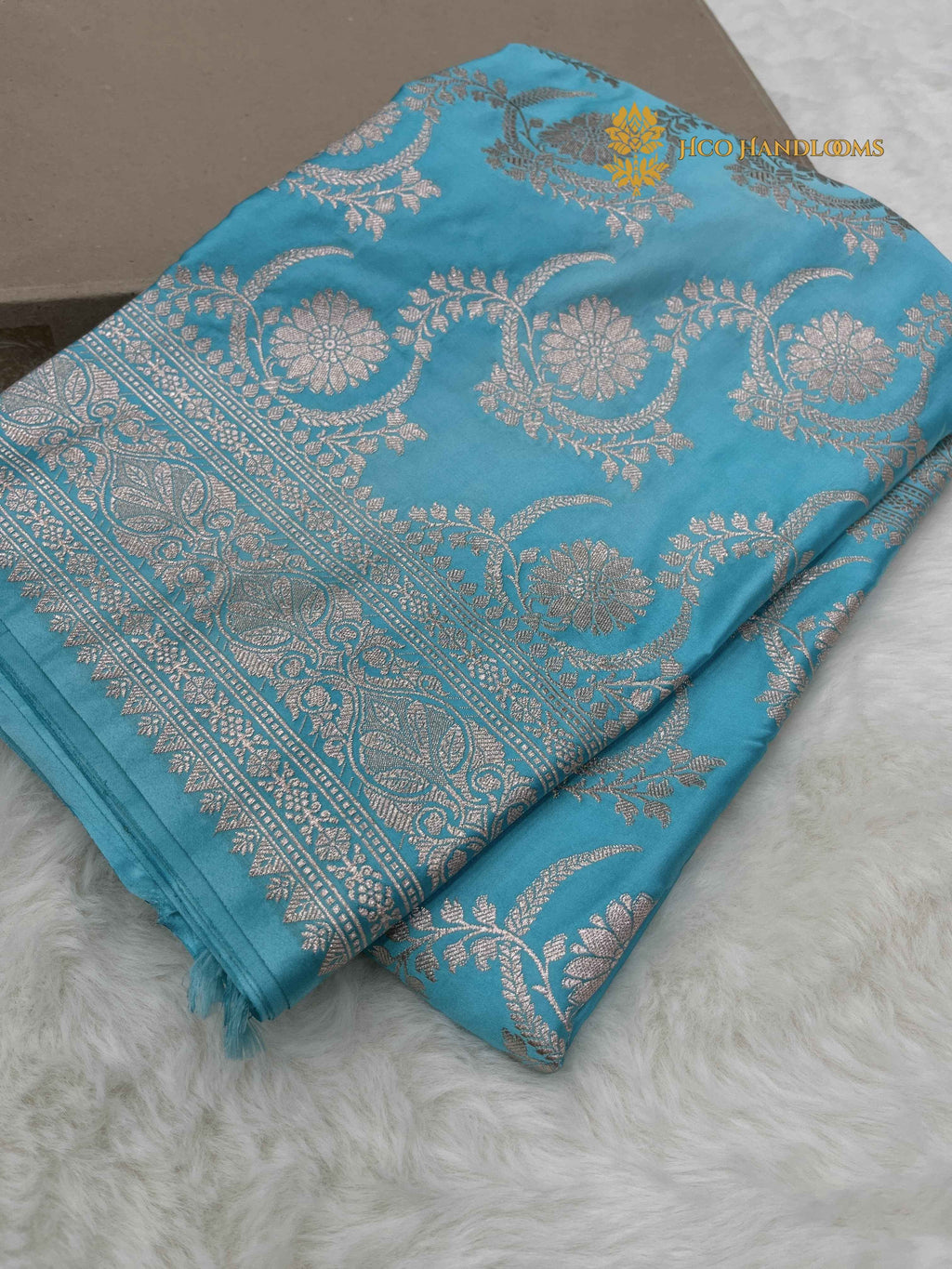 Blue Premium Mashru Katan Silk Banarasi Saree - All Over Jaal