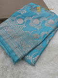 Blue Premium Mashru Katan Silk Banarasi Saree - All Over Jaal