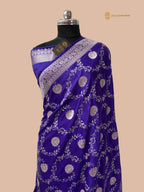 Purple Premium Mashru Katan Silk Floral Jangla Banarasi Saree